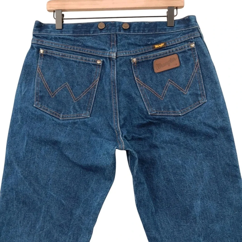 Wrangler 47MWZ Jeans Mens 32x28 (Tag 34x30) Blue Regular Fit Suspender Buttons